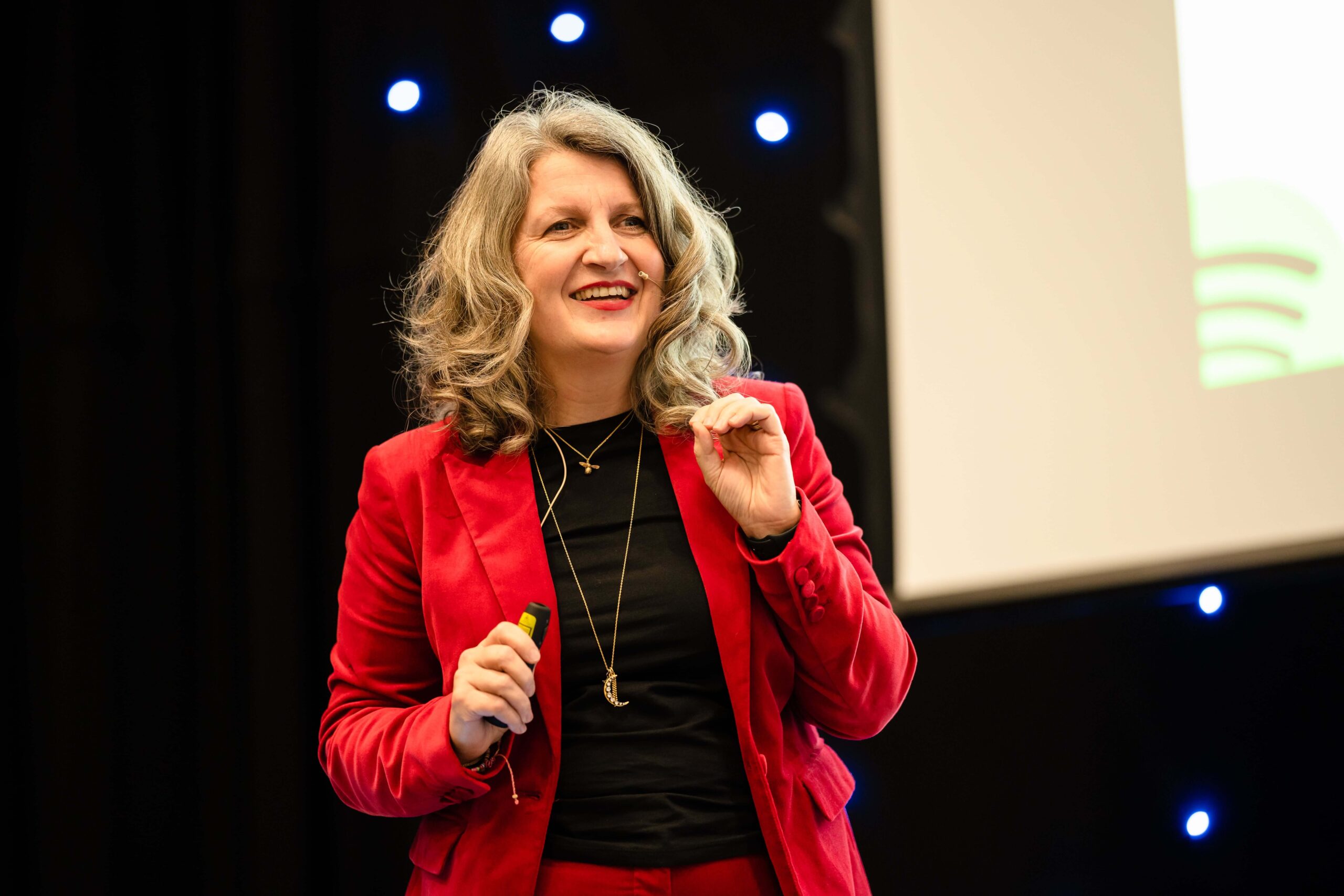 Blackpool Business Expo guest speaker, Tina Boden on stage