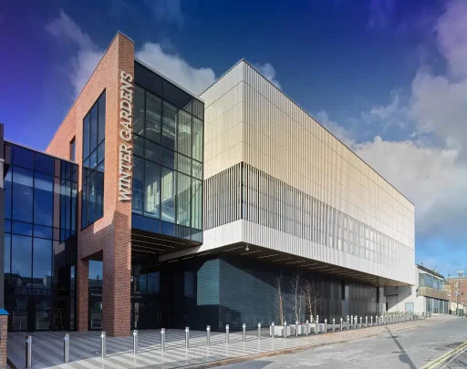 image shows the outside of Blackpool conference and exhibition centre
